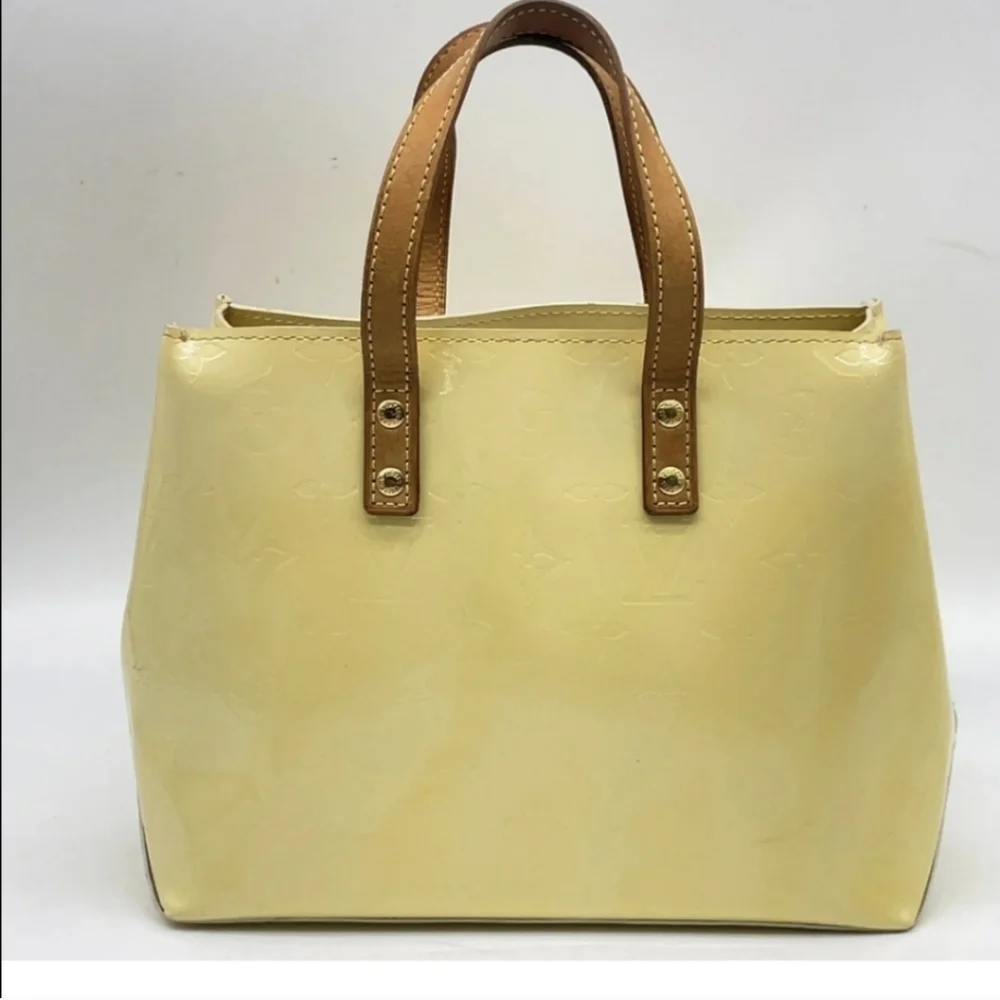 Authentic Louis Vuitton Vernis Yellow Reade PM Hand Bag with LV luggage tag - Picture 10 of 16